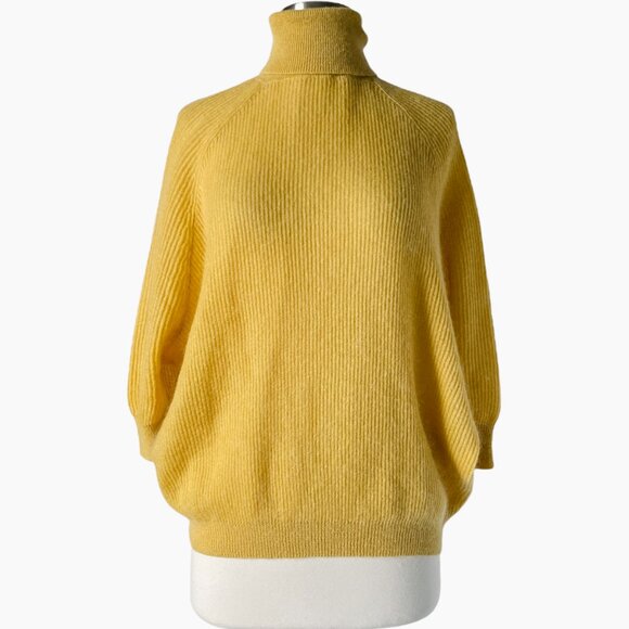 Brunello Cucinelli Yellow Knit Mohair Wool Turtleneck Sweater S Italy - Picture 8 of 8